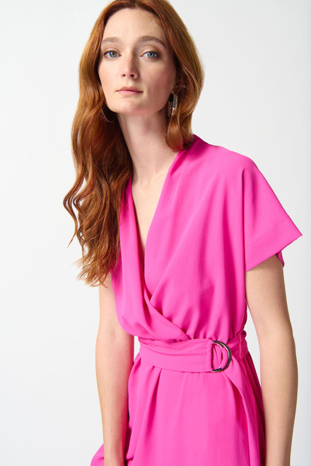 Wrap Front Belted Dress Style 242013. Ultra Pink. 3