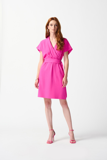 Wrap Front Belted Dress Style 242013. Ultra Pink. 5