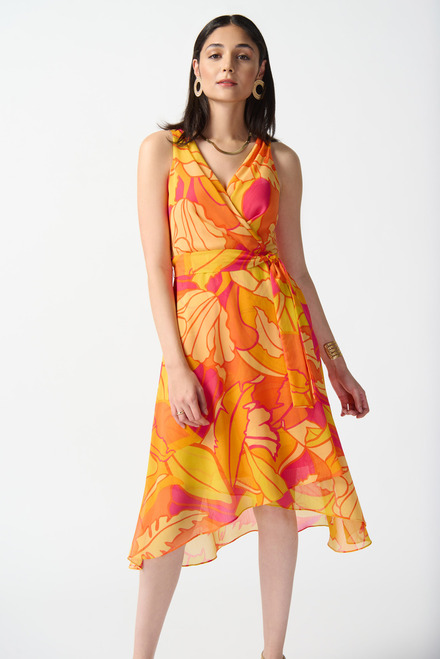 Tropical Print Wrap Dress Style 242015. Pink/multi. 4