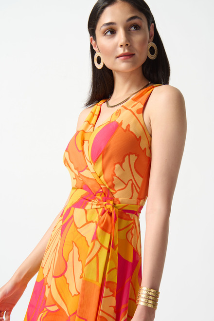 Tropical Print Wrap Dress Style 242015. Pink/multi. 3