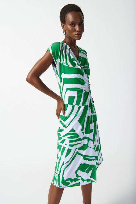 Abstract Print Gathered Dress Style 242020. Green/vanilla. 4