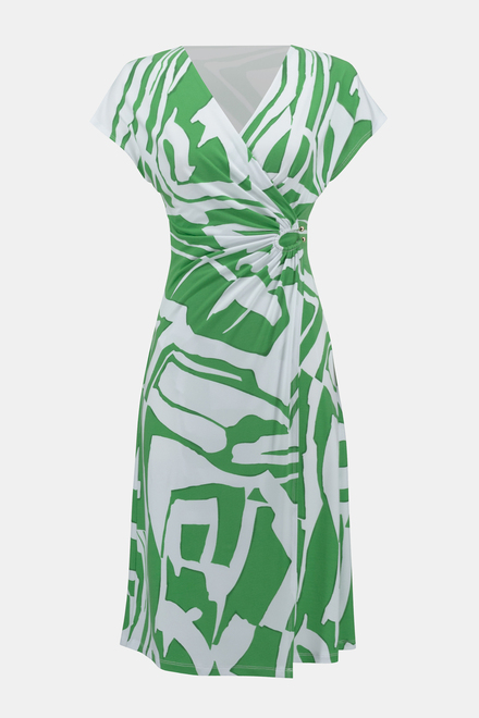 Abstract Print Gathered Dress Style 242020. Green/vanilla. 5