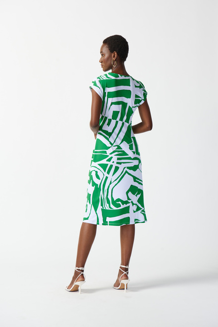 Abstract Print Gathered Dress Style 242020. Green/vanilla. 2