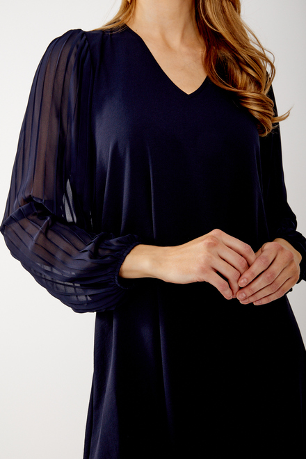 Pleated Sleeve Dress Style 242022. Midnight Blue. 3
