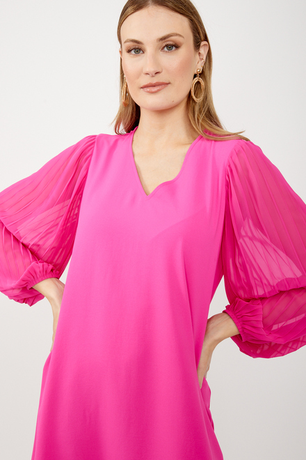 Pleated Sleeve Dress Style 242022. Ultra Pink. 4