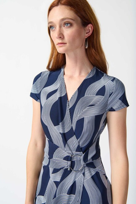 Abstract Print Jersey Dress Style 242023. Midnight Blue/vanilla. 3