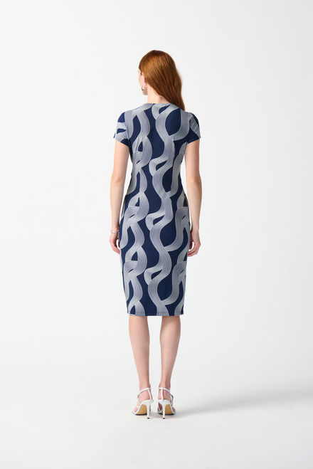 Abstract Print Jersey Dress Style 242023. Midnight Blue/vanilla. 2
