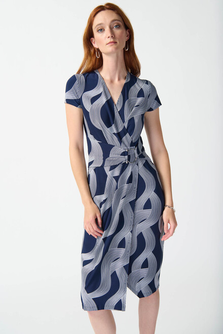 Abstract Print Jersey Dress Style 242023. Midnight Blue/vanilla. 4