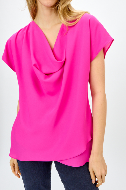 T-shirt volant&eacute;, encolure ondul&eacute;e mod&egrave;le 242027. Ultra Pink. 3