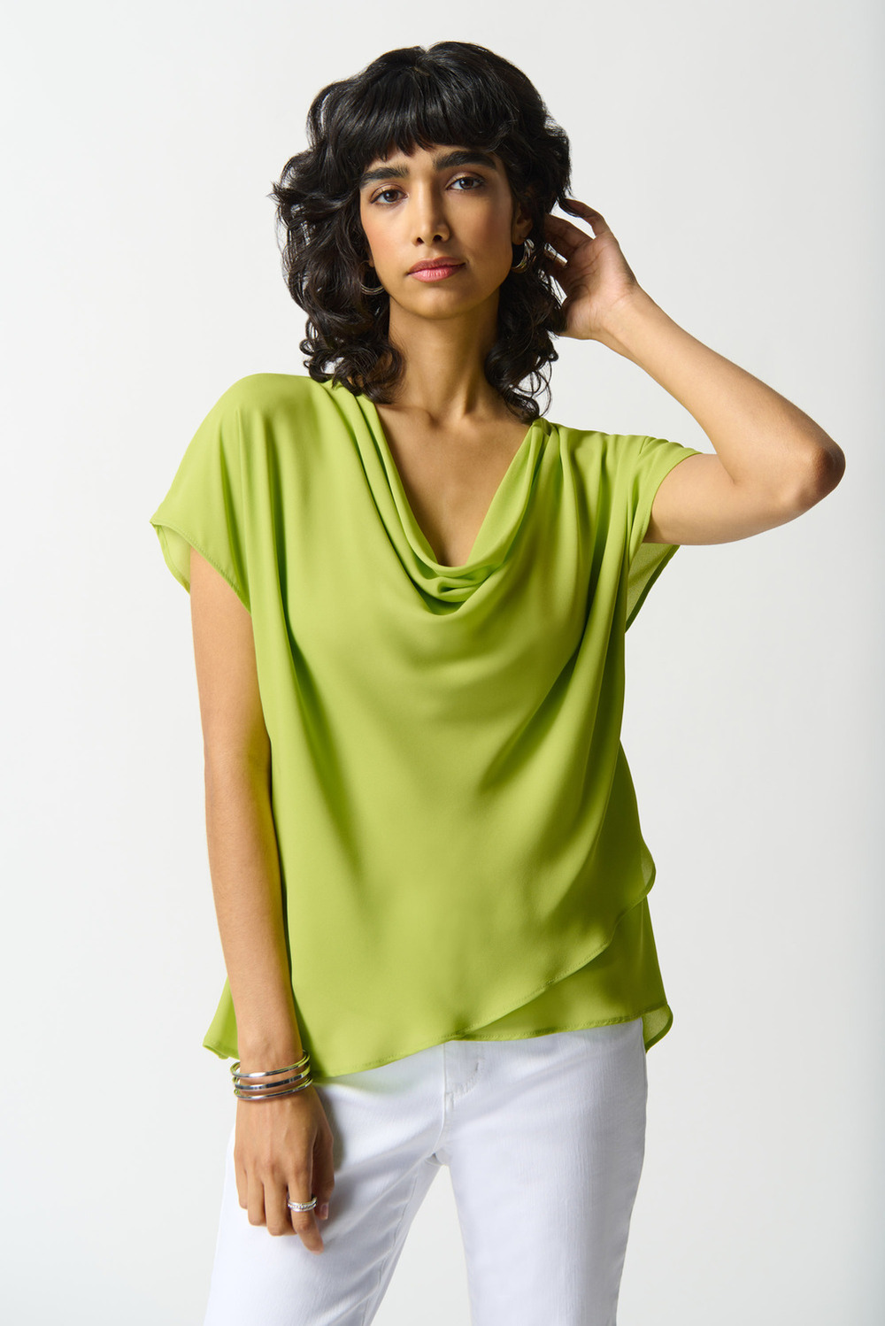 Cowl Neck Top Style 242027. Key Lime