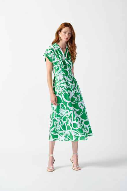 Floral Print Wrap Dress Style 242030. Green/vanilla. 4