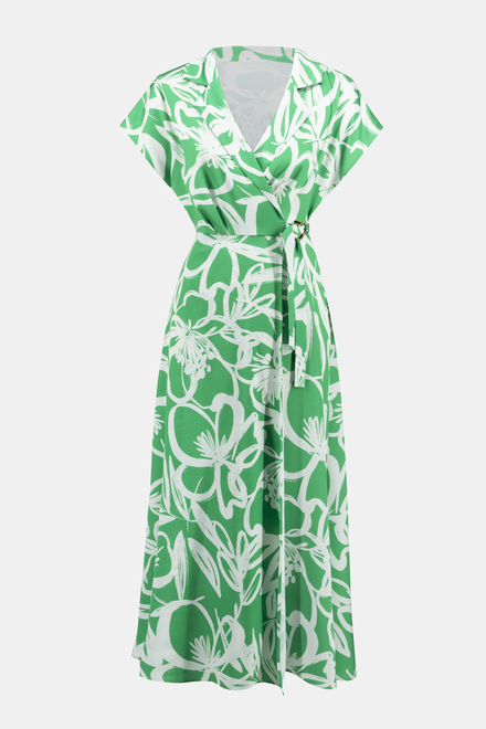 Floral Print Wrap Dress Style 242030. Green/vanilla. 5