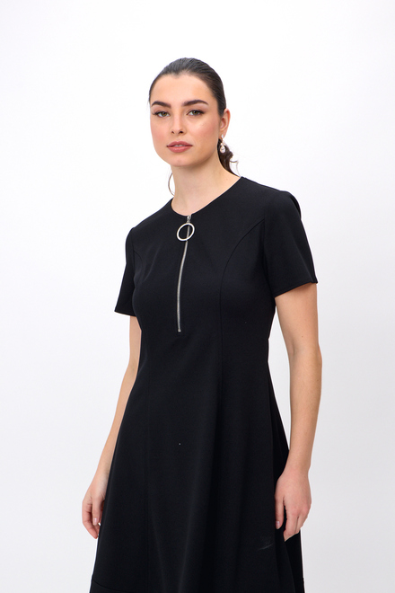 Short Sleeve Fit &amp; Flare Dress Style 242031 . Black. 4