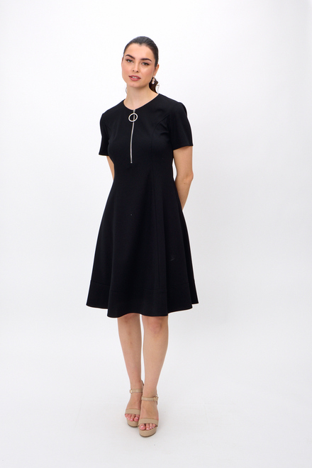 Short Sleeve Fit &amp; Flare Dress Style 242031 . Black. 5