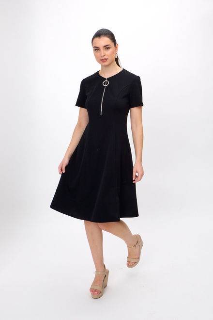 Short Sleeve Fit &amp; Flare Dress Style 242031 . Black. 6