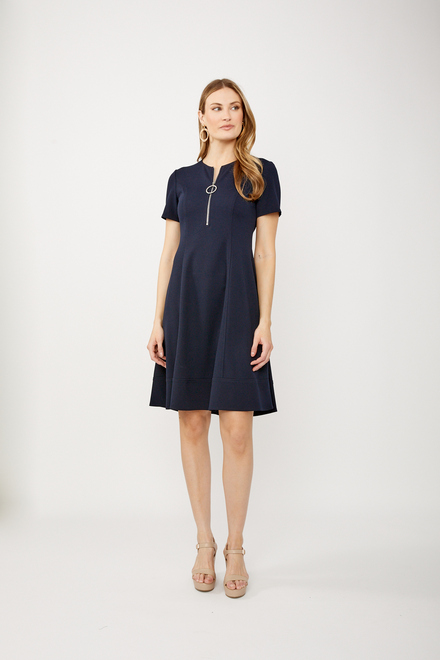 Short Sleeve Fit &amp; Flare Dress Style 242031 . Midnight Blue. 5