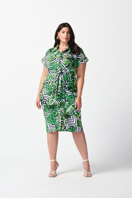 Palm Print Shirt Dress Style 242033. Vanilla/multi. 8