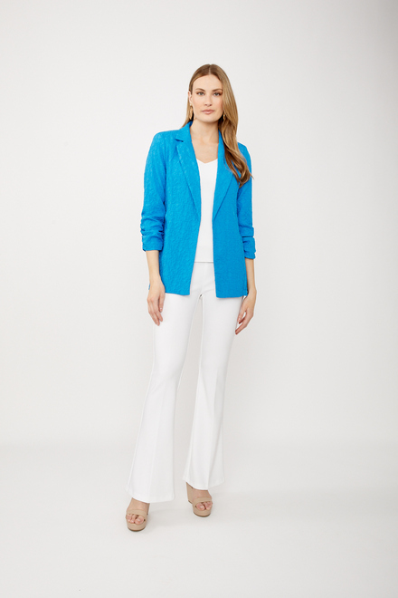 Textured Open Front Blazer Style 242034. French Blue. 4