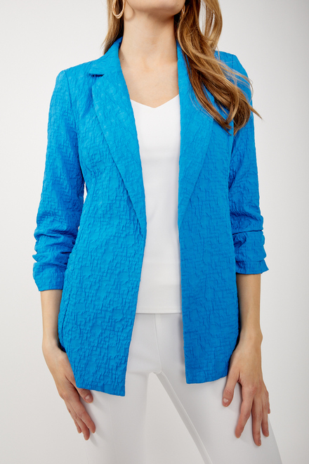 Textured Open Front Blazer Style 242034. French Blue. 3