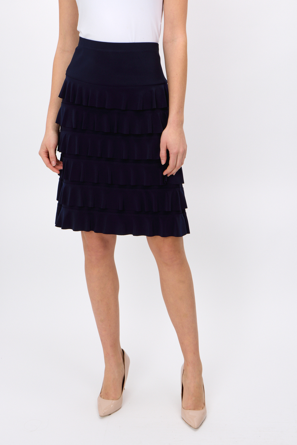Tiered Ruffle Skirt Style 242044. Midnight Blue