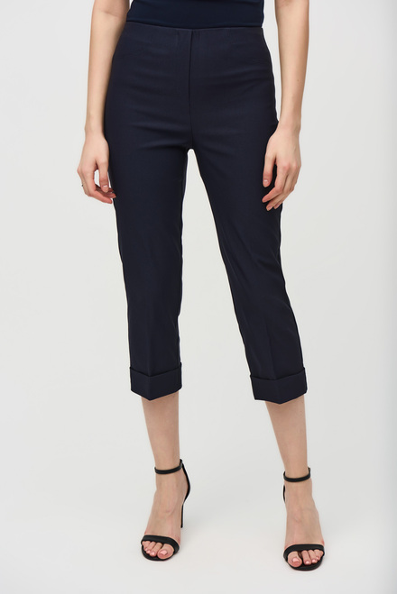 Tapered Leg Crepe Pants Style 242054. Midnight Blue