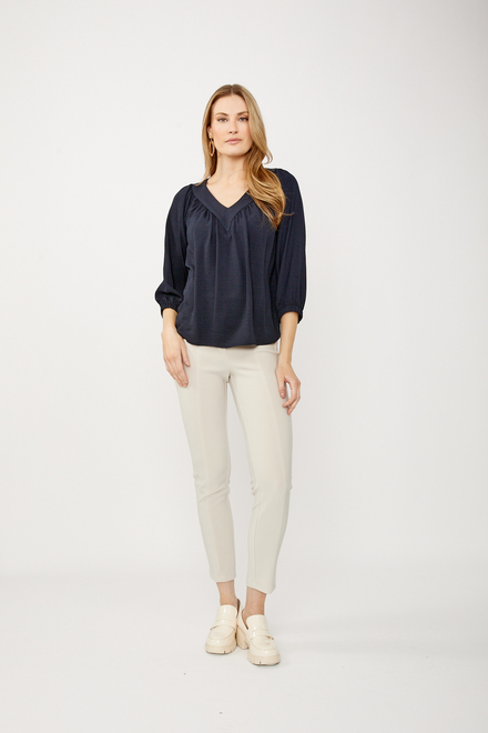 V-Neck Peasant Blouse Style 242062. Midnight Blue. 4