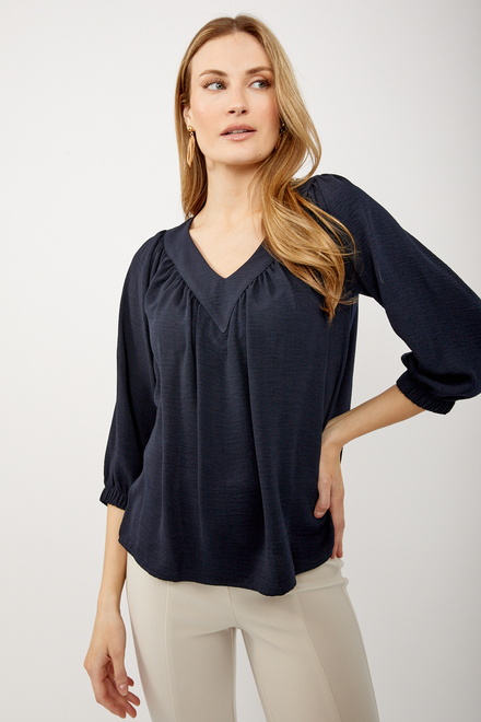V-Neck Peasant Blouse Style 242062. Midnight Blue
