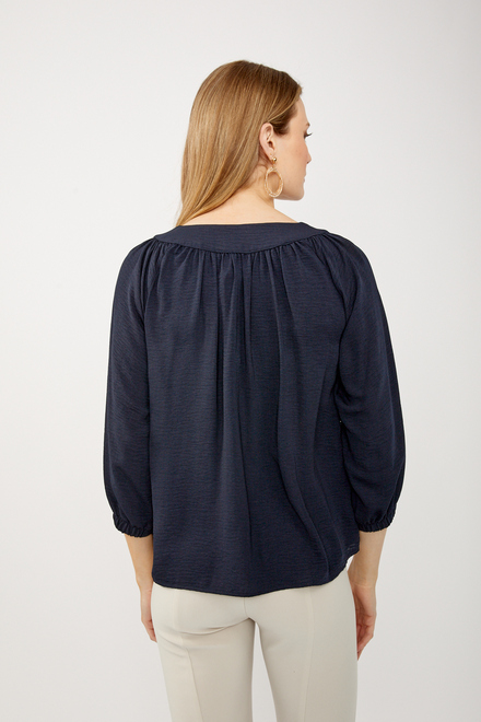 V-Neck Peasant Blouse Style 242062. Midnight Blue. 2