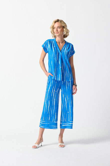 Striped Short Sleeve Blouse Style 242063. Blue/white. 5