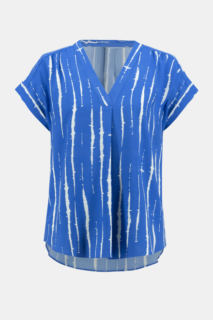 T-shirt large, lignes floues mod&egrave;le 242063. Bleu/blanc. 6