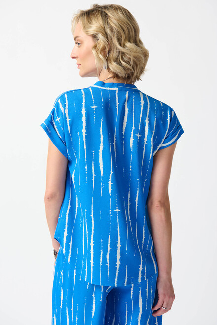 Striped Short Sleeve Blouse Style 242063. Blue/white. 2