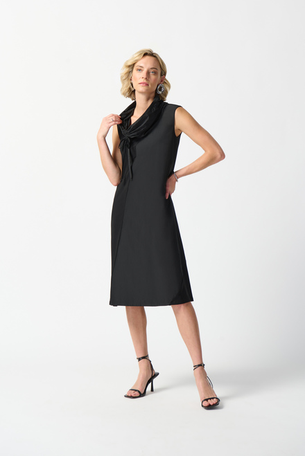 Shawl Collar Dress Style 242067. Black. 2