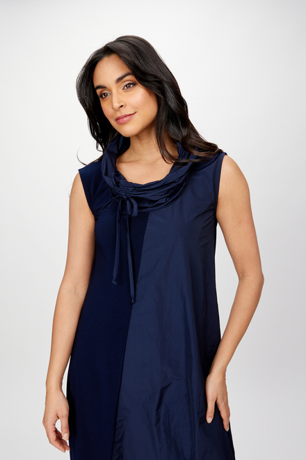 Shawl Collar Dress Style 242067. Midnight Blue. 4