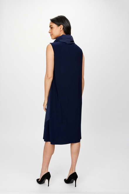 Shawl Collar Dress Style 242067. Midnight Blue. 2