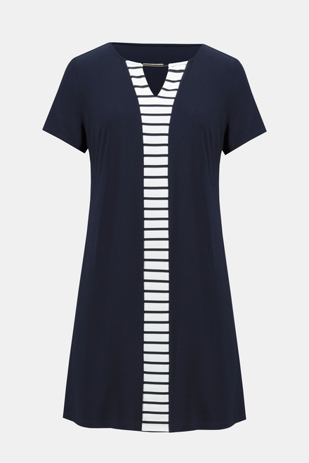 Striped Panel Dress Style 242068. Midnight Blue/vanilla. 5