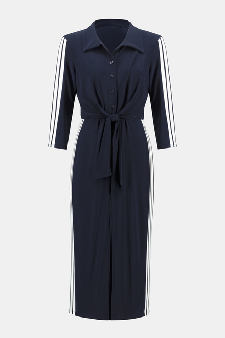Striped Sleeve Shirt Dress Style 242070. Vanilla/midnight Blue. 4