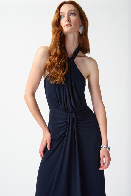 Halter Neck Maxi Dress Style 242071. Midnight Blue. 4