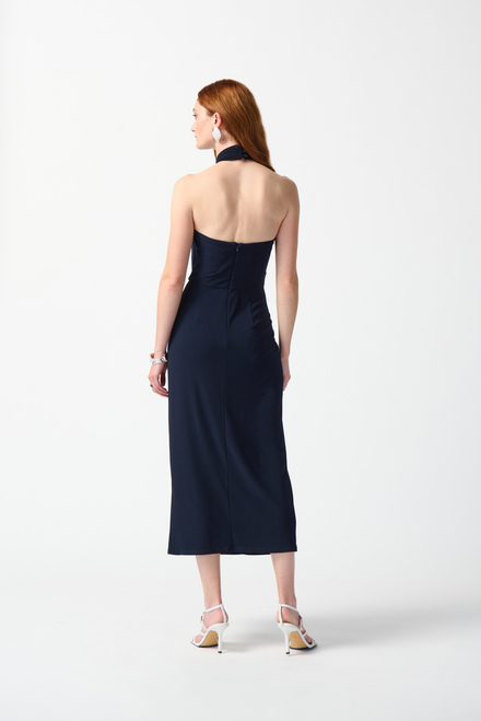 Halter Neck Maxi Dress Style 242071. Midnight Blue. 2