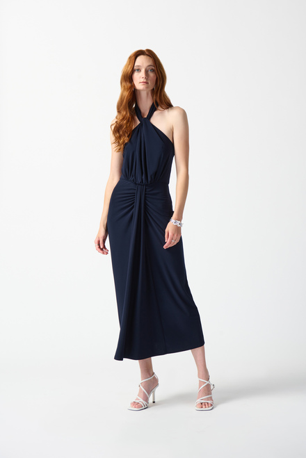 Halter Neck Maxi Dress Style 242071. Midnight Blue. 5