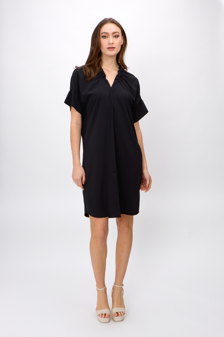 Ruffle Collar Shirt Dress Style 242072. Black. 3