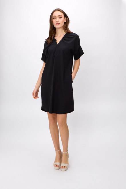 Ruffle Collar Shirt Dress Style 242072. Black. 4