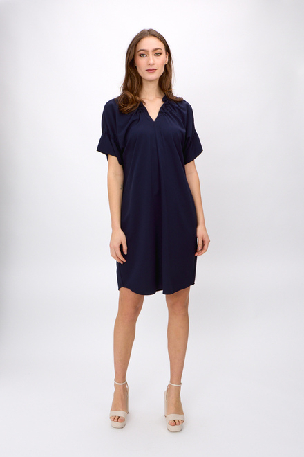 Ruffle Collar Shirt Dress Style 242072. Midnight Blue. 4