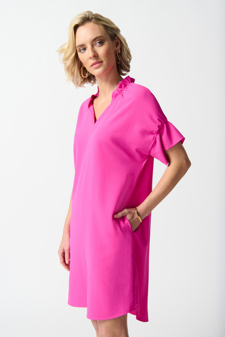 Ruffle Collar Shirt Dress Style 242072. Ultra Pink. 4