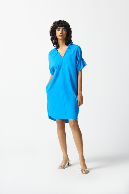 Ruffle Collar Shirt Dress Style 242072. French blue