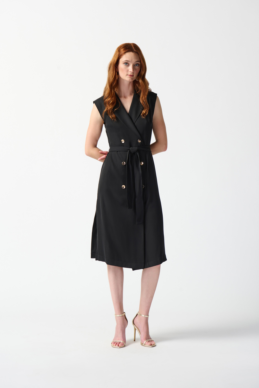 Double-Breasted Sleeveless Dress Style 242075. Black
