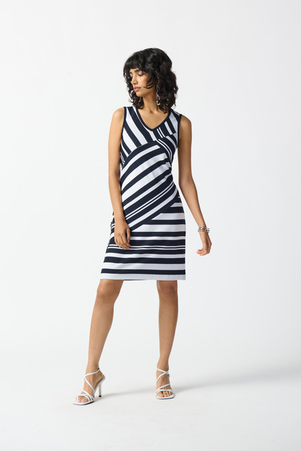 Multi-Stripe Dress Style 242077. Midnight blue/off white