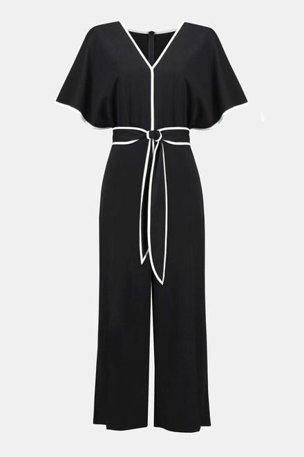 Contrast Trim Jumpsuit Style 242082. Black/vanilla. 8