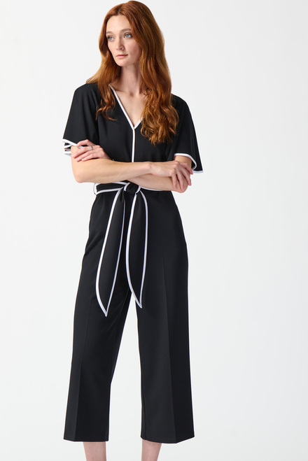 Contrast Trim Jumpsuit Style 242082. Black/vanilla. 7