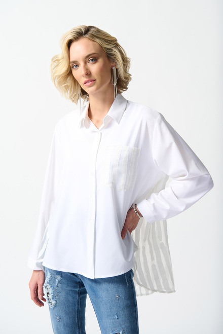 Loose-Fit Textured Blouse Style 242091. White