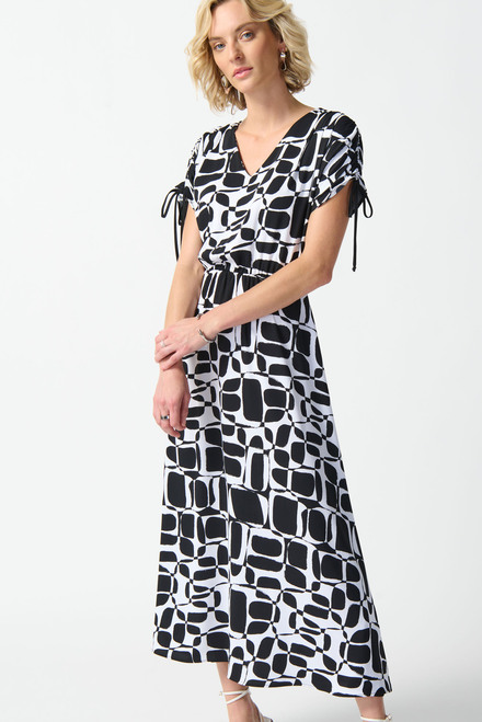 Abstract Print Maxi Dress Style 242100. Vanilla/black. 5